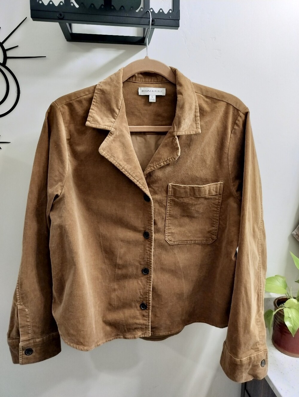 Banana Republic Women's L Whiskey Brown Fine Wale Corduroy Shirt Jacket Shacket